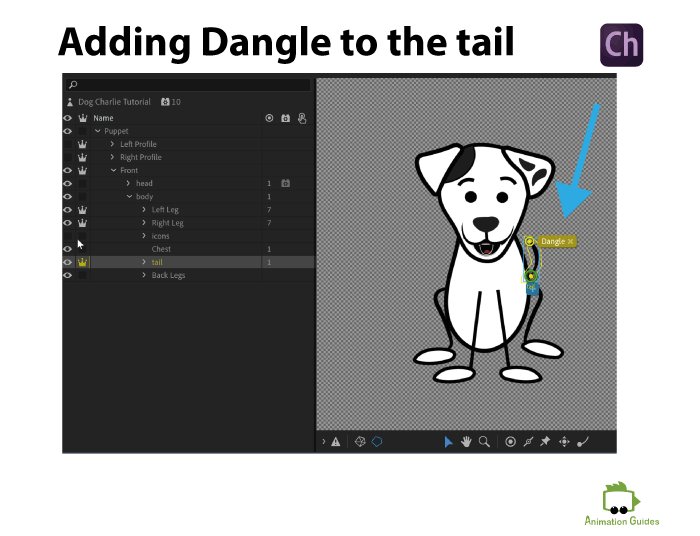 dangle tail for dog puppet