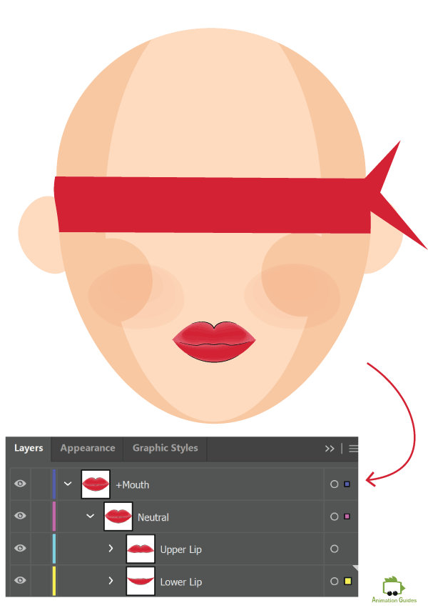 drawing upper and lower lip for neutral state