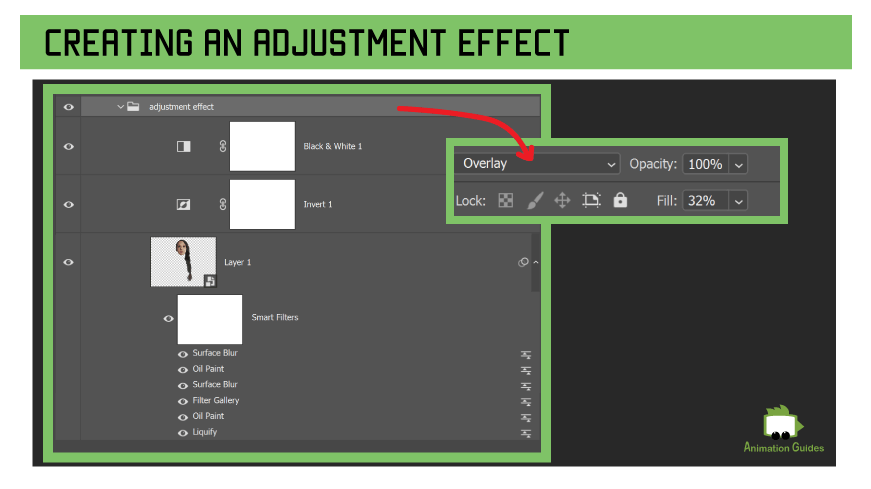 creating an adjustment effect on top of cartoon filters adobe photoshop