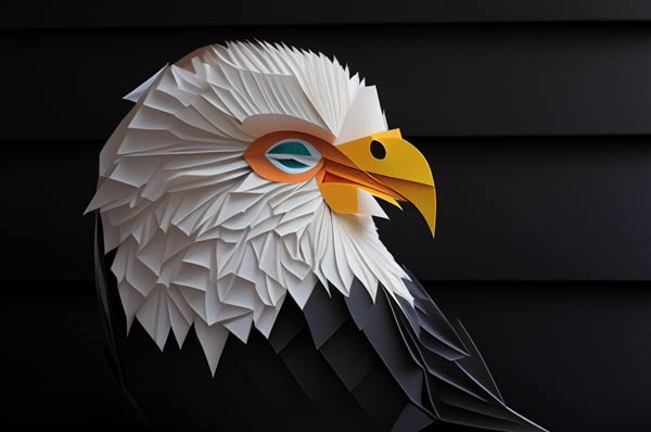 eagle origami paper photoshop ai generaed photo filter 60% option 01