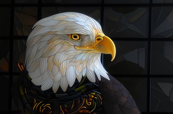eagle stained glass 60% fill transforming art style of an image with ai generation option 01