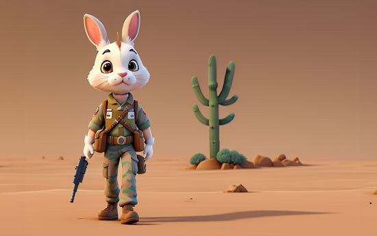 cartoon soldier rabbit leonardo image generation
