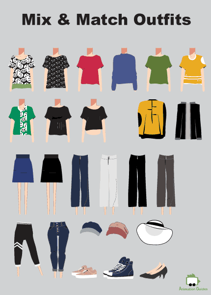 Eva clothes mix and match items