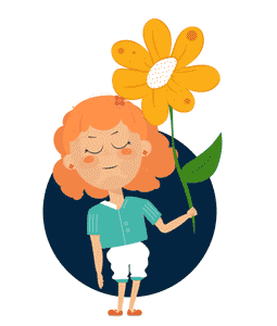 Emma with flower little girl puppet for adobe character animator