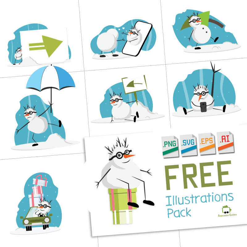 Free mr. snowman illustrations pack in 4 formats-for-mobile-and-web