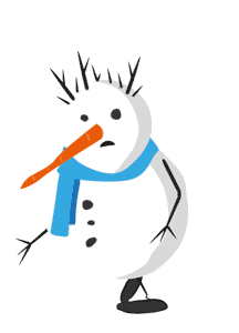 snowman walking in places branches hair adobe puppet