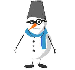 stylish snowman puppet with a bucket on the head and blues scarf show left replay