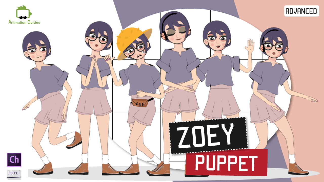 Puppet Guide Character Zoey Advanced Female Puppet for Adobe Character Animator