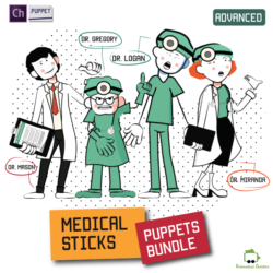 four medical stick puppets advanced bundle for adobe character animator doctors miranda mason logan gregory