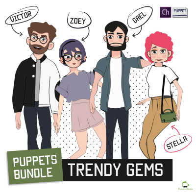 trendy gems puppets for adobe character animator advanced