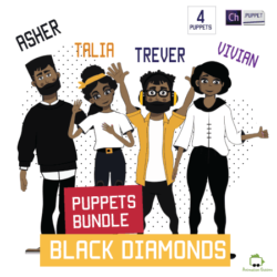 black diamonds bundle with 4 advanced african american puppets for adobe character animator.png