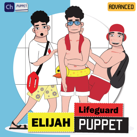 summer lifeguard advanced customizable puppet for adobe charcter animator summer collection
