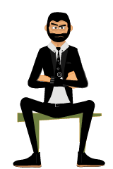 Roger gestures sitting